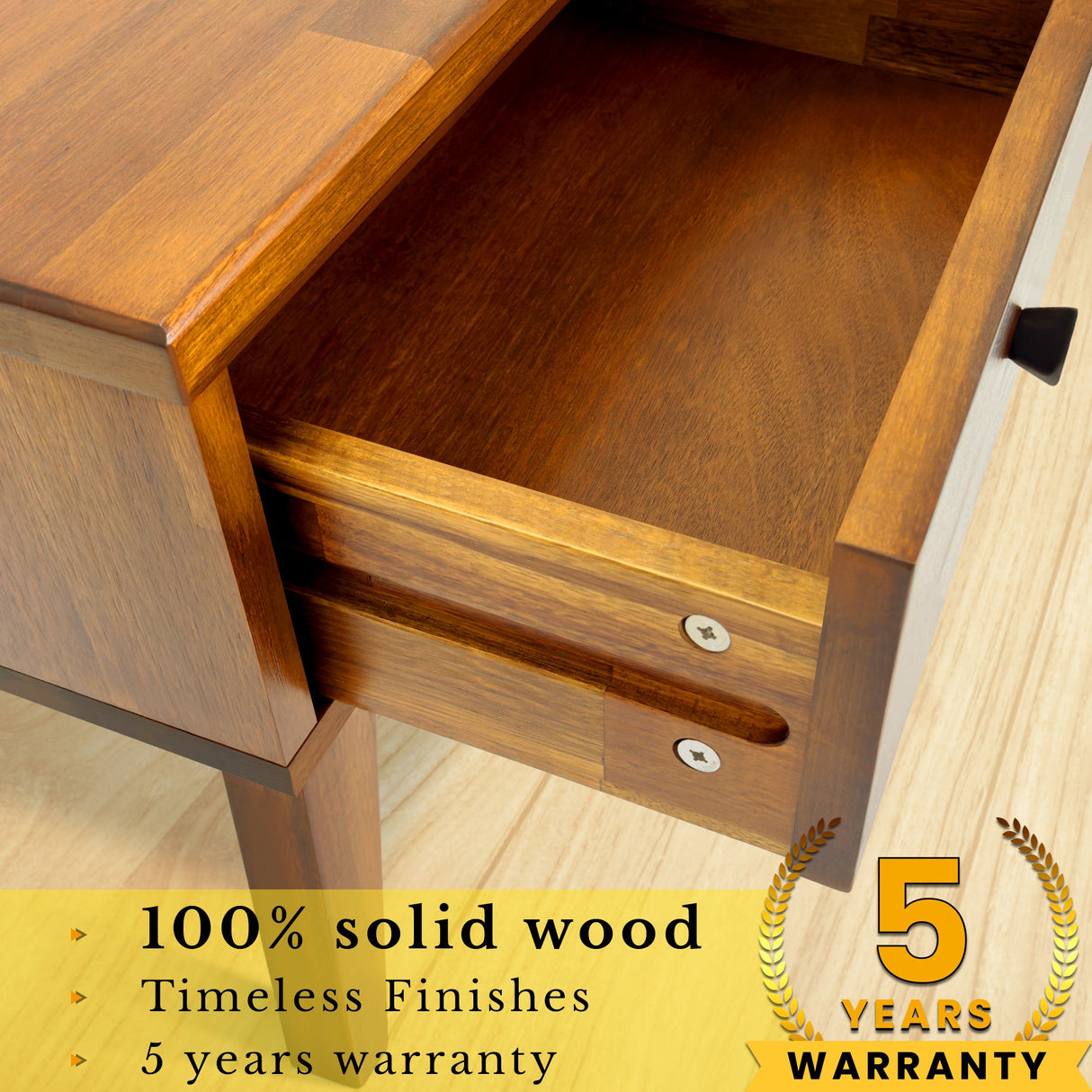 Acacia Sofia 1-Drawer Solid Wood Nightstand for Stylish Storage