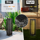2 Pieces Solar-Powered Square Wicker Floor Lamps with Auto LED Light