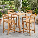 Solid Acacia Wood Bar Stools Heavy-duty Outdoor Barstools with 400 LBS Max Load
