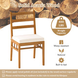 Solid Acacia Wood Patio Chair Set of 2 Armless Chair-White