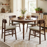 Solid Rubber Wood Dining Chairs Set of 4 with Curved Backrest-Walnut