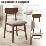 Solid Rubber Wood Dining Chairs Set of 4 with Curved Backrest-Walnut