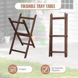 Solid Teak Wood Tray Table with Removable Tray Top for Patio and Garden