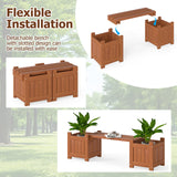 Solid Wood Flower Box Mini Outdoor Planter Boxes with Bench