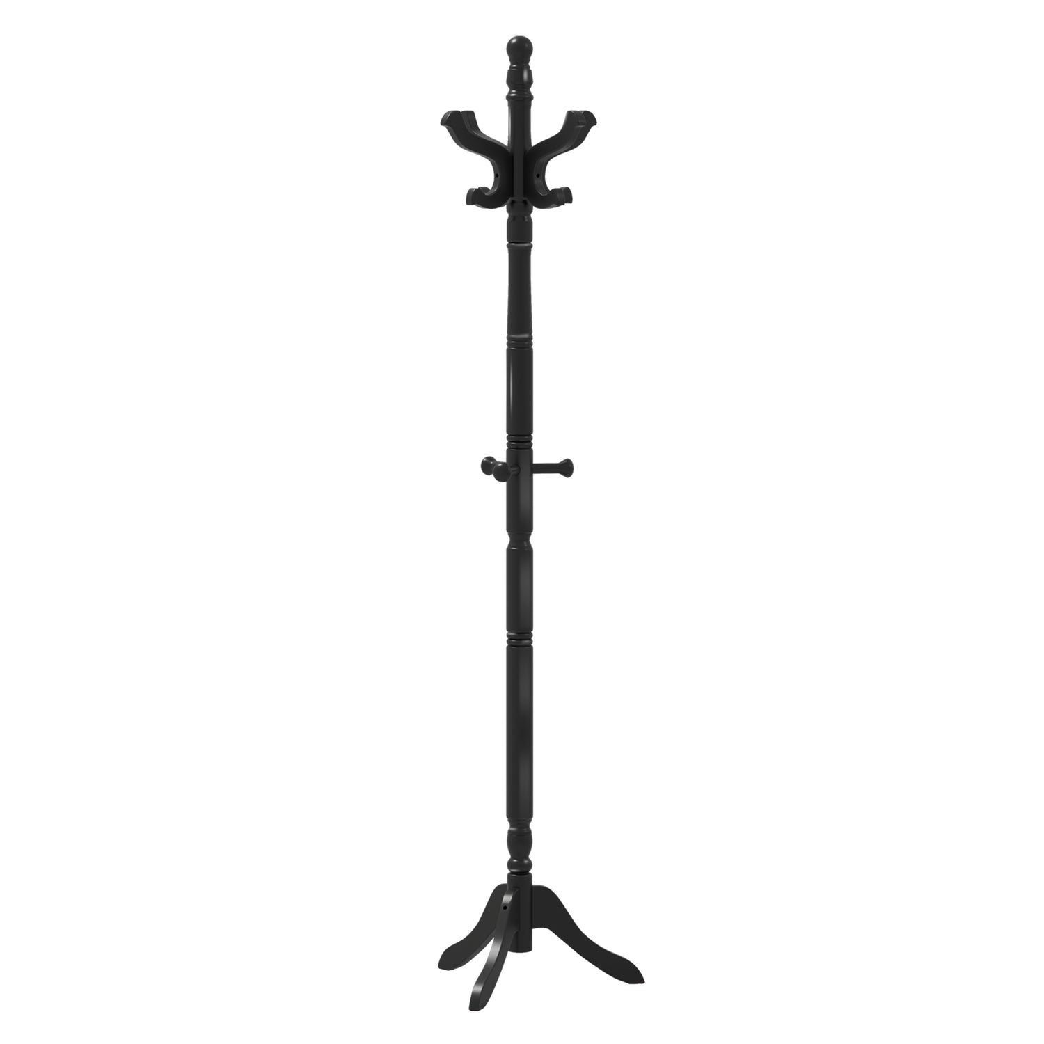 Solid Wood Hall Tree with 11 Hooks and 3 Height Options for Entryway