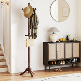 Solid Wood Hall Tree with 11 Hooks and 3 Height Options for Entryway