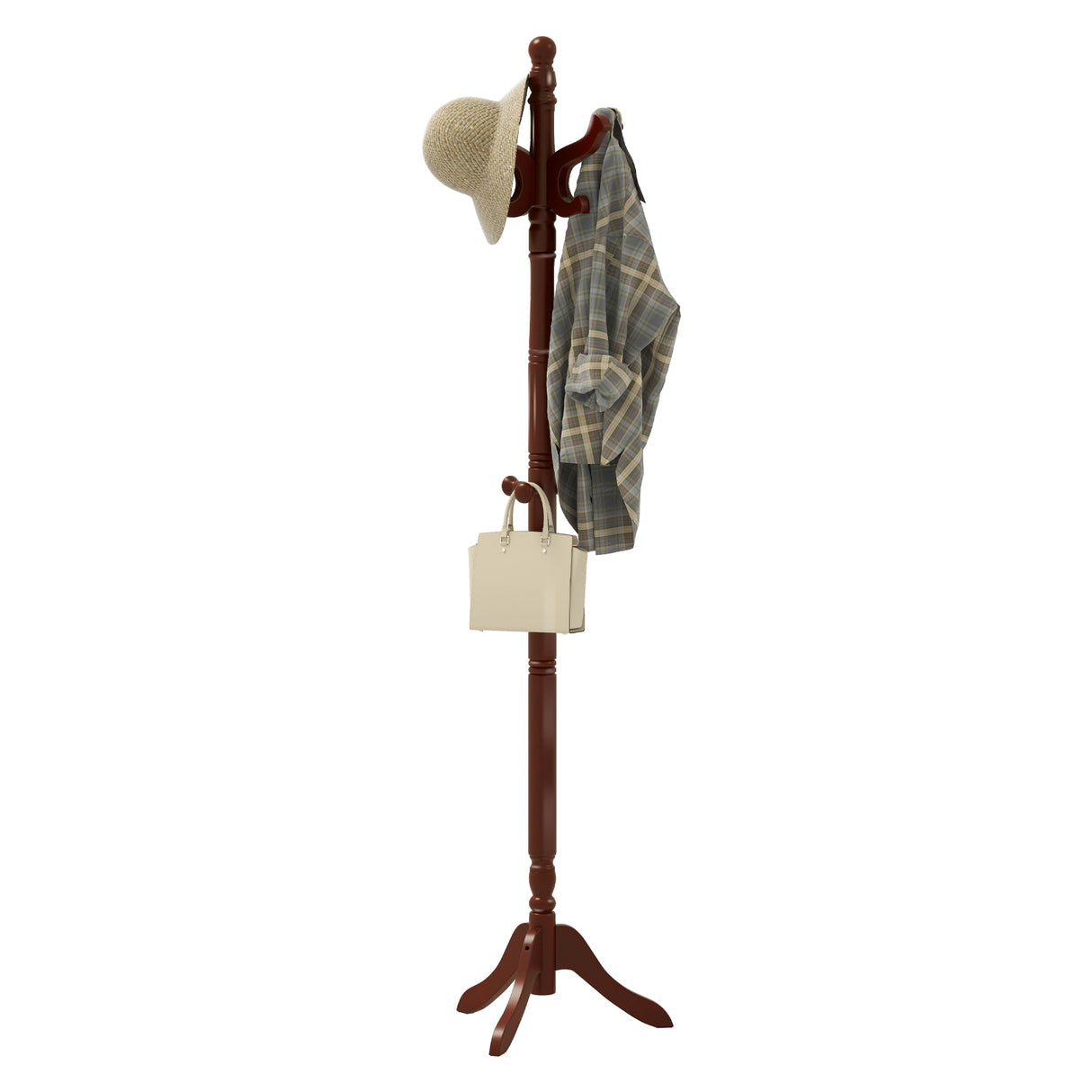 Solid Wood Hall Tree with 11 Hooks and 3 Height Options for Entryway