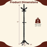 Solid Wood Hall Tree with 11 Hooks and 3 Height Options for Entryway
