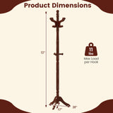 Solid Wood Hall Tree with 11 Hooks and 3 Height Options for Entryway