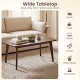 Solid Wood Modern Coffee Table with Tapered Legs-Walnut