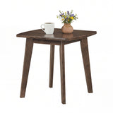 Solid Wood Side Table Square End Table with Thickened Top and Curved Edge-Walnut