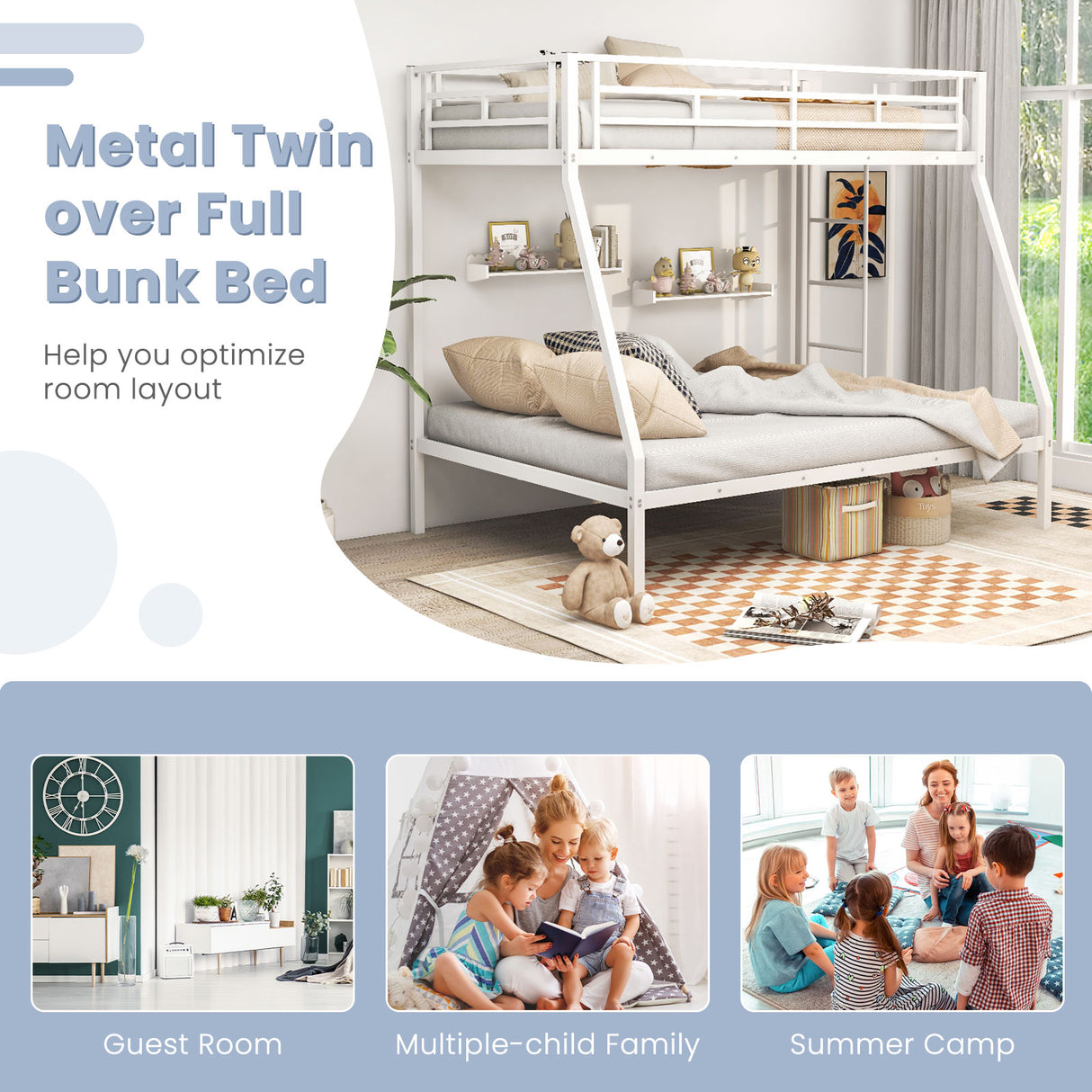 Space-saving Metal Slatted Bed Frame for Teens and Adults Noise-free No Box Spring Needed