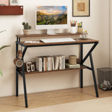 Space Saving Computer Desk with Monitor Stand and Extra Storage Shelf for Work Study