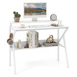Space Saving Computer Desk with Monitor Stand and Extra Storage Shelf for Work Study