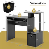 Space-saving Computer Desk with Pull-out Keyboard Tray