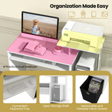 Space-saving Computer Desk with Pull-out Keyboard Tray