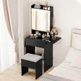 Space-saving Vanity Desk with Mirror and Lights for Bedroom