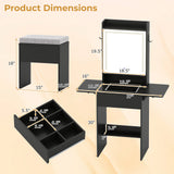 Space-saving Vanity Desk with Mirror and Lights for Bedroom
