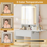 Space-saving Vanity Desk with Mirror and Lights for Bedroom