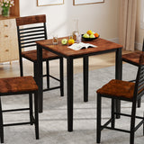 Square Dining Table with Solid Wood Frame for 4-Person