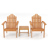 Stackable Adirondack Chair Set of 2 with Side Table-Natural