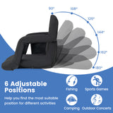 Stadium Seat for Bleachers with Back Support 6 Adjustable Positions-Black
