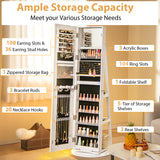 Standing Jewelry Cabinet with Adjustable LED Lights