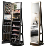 Standing Jewelry Cabinet with Adjustable LED Lights
