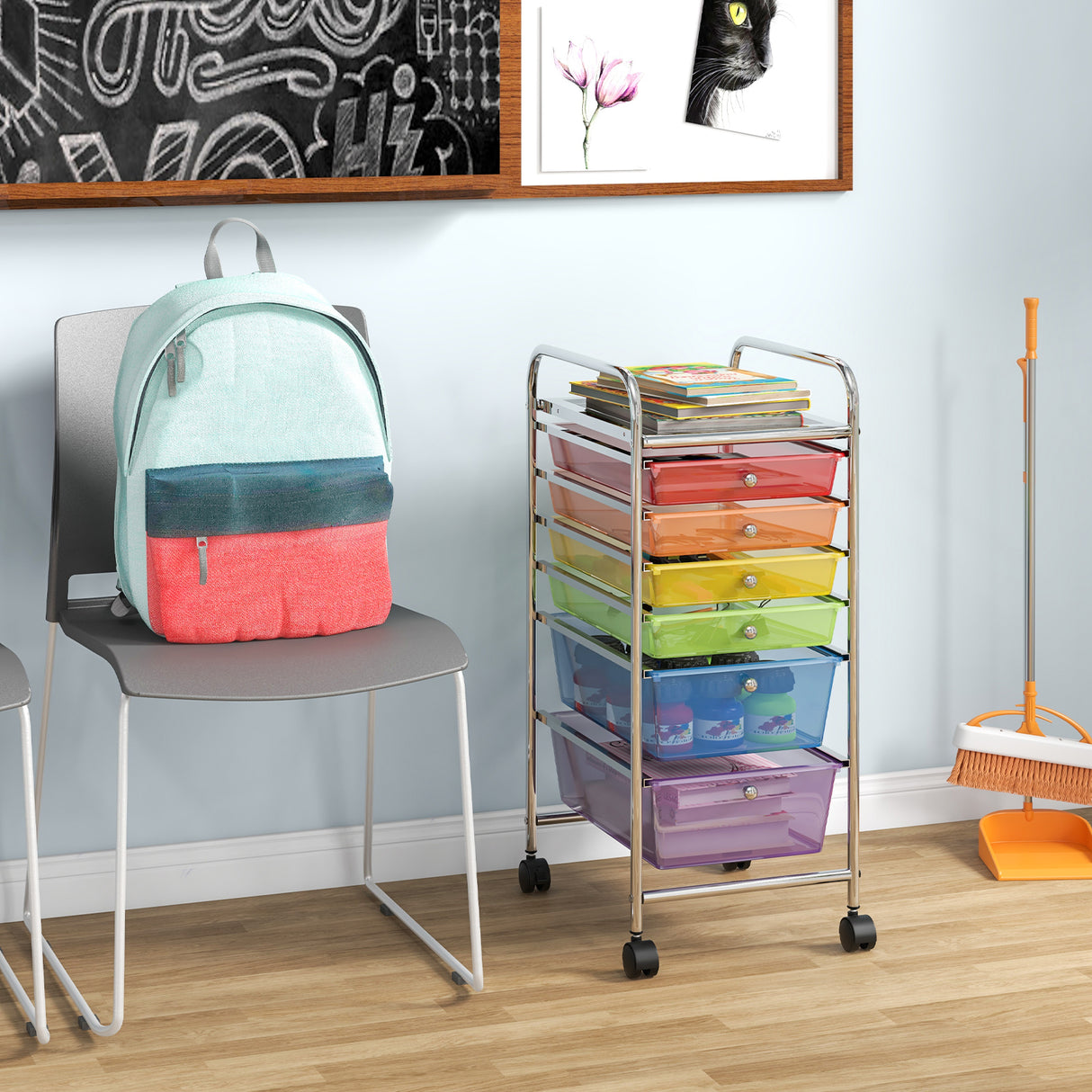 6 Drawers Rolling Storage Cart Organizer-Transparent