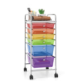 6 Drawers Rolling Storage Cart Organizer-Transparent