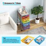 6 Drawers Rolling Storage Cart Organizer-Transparent