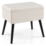 Velvet Storage Ottoman with Solid Wood Legs for Living Room Bedroom