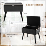 Velvet Storage Ottoman with Solid Wood Legs for Living Room Bedroom