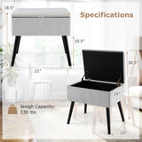 Velvet Storage Ottoman with Solid Wood Legs for Living Room Bedroom