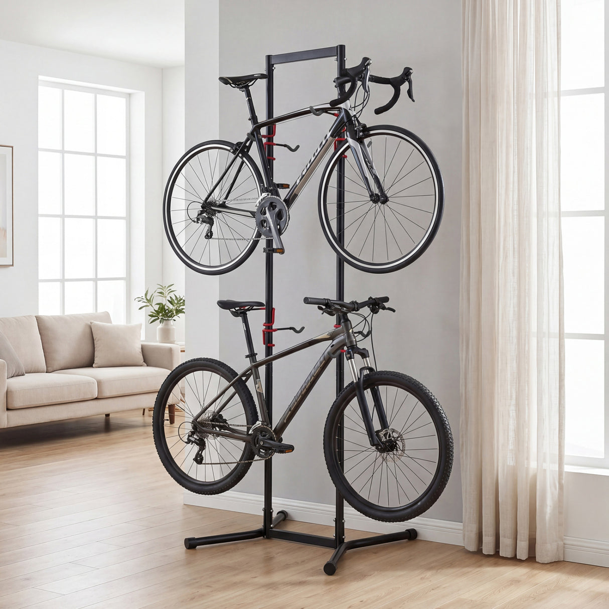 Adjustable Bike Storage Rack with Vertical Stand for 4 Bikes and Garage