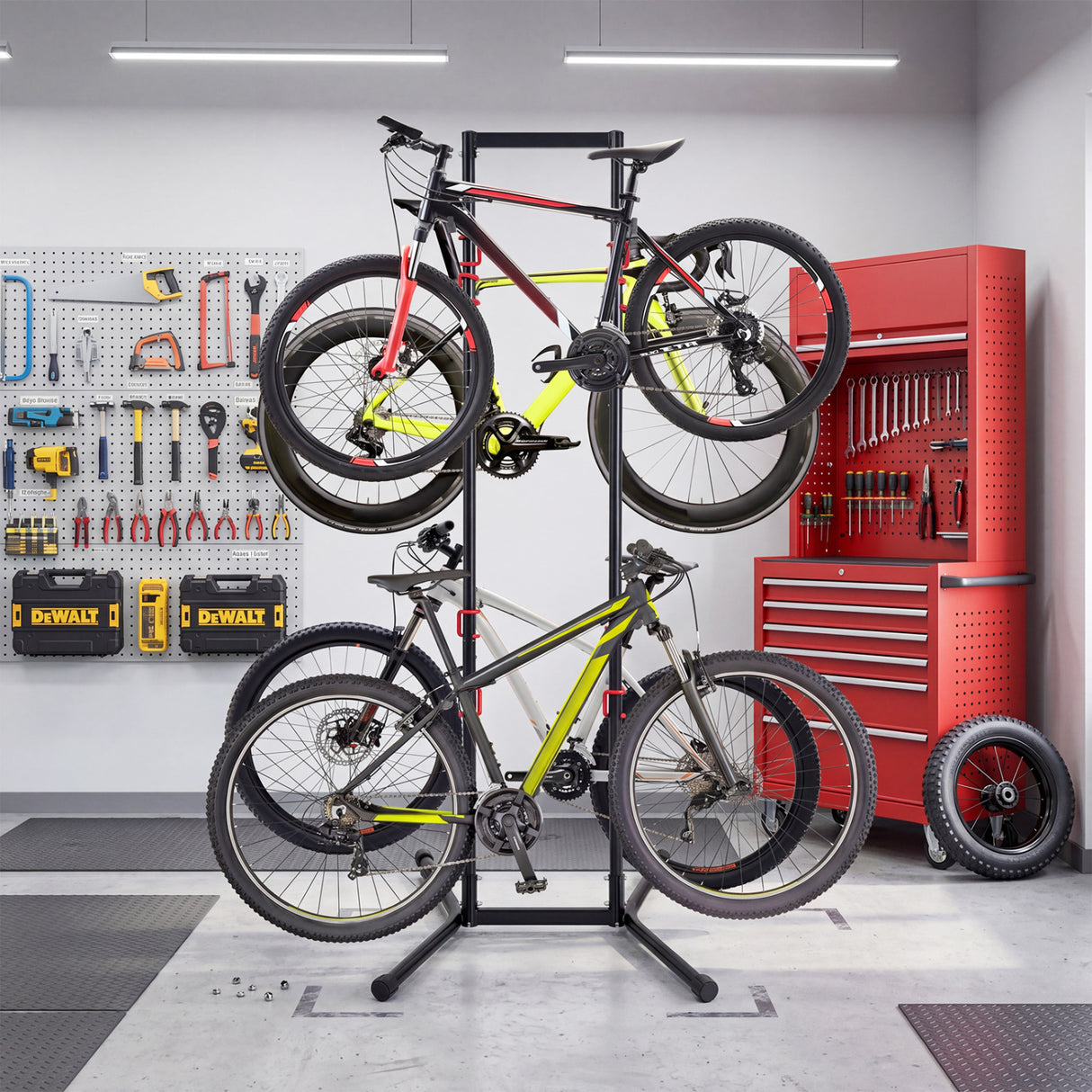 Adjustable Bike Storage Rack with Vertical Stand for 4 Bikes and Garage