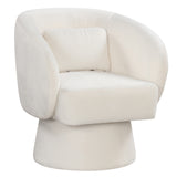 Swivel Accent Chair Upholstered Barrel Chair with Curved Back and Removable Lumbar Pillow