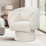 Swivel Accent Chair Upholstered Barrel Chair with Curved Back and Removable Lumbar Pillow