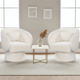 Swivel Accent Chair Upholstered Barrel Chair with Curved Back and Removable Lumbar Pillow