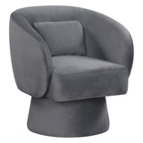 Swivel Accent Chair Upholstered Barrel Chair with Curved Back and Removable Lumbar Pillow