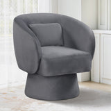 Swivel Accent Chair Upholstered Barrel Chair with Curved Back and Removable Lumbar Pillow