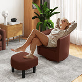 Modern Club Swivel Accent Chair with Ottoman Footrest Curved Backrest