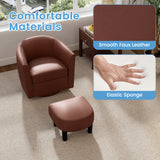 Modern Club Swivel Accent Chair with Ottoman Footrest Curved Backrest