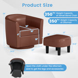 Modern Club Swivel Accent Chair with Ottoman Footrest Curved Backrest
