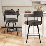 Swivel Bar Stool Set of 2 Counter Height Chairs with Curved Back and Arms