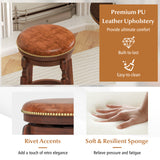 24 Inch Swivel Bar Stool Set of 2 with Upholstered Seat and Rubber Wood Frame-24 inches