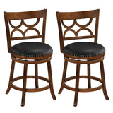Swivel Bar Stools Set of 2 with High Backrest and Wood Frame-29/Frame-24 Inches