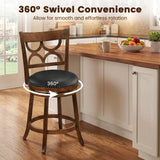 Swivel Bar Stools Set of 2 with High Backrest and Wood Frame-29/Frame-24 Inches