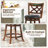 Swivel Bar Stools Set of 2 with High Backrest and Wood Frame