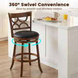 Swivel Bar Stools Set of 2 with High Backrest and Wood Frame-29/Frame-24 Inches